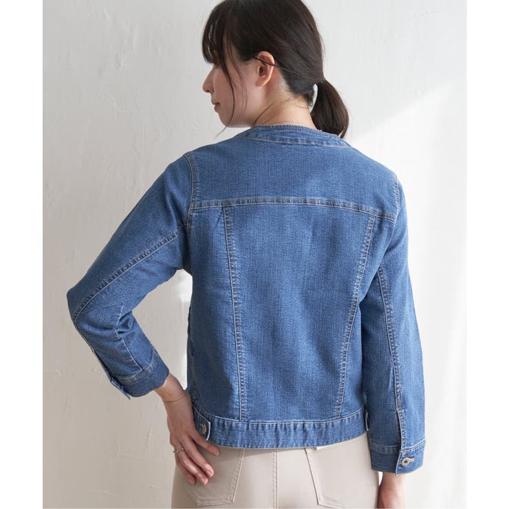 ストレッチノーカラーデニムGジャン | ikka  | 詳細画像15 