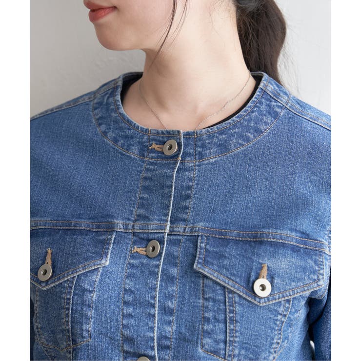 ストレッチノーカラーデニムGジャン | ikka  | 詳細画像20 