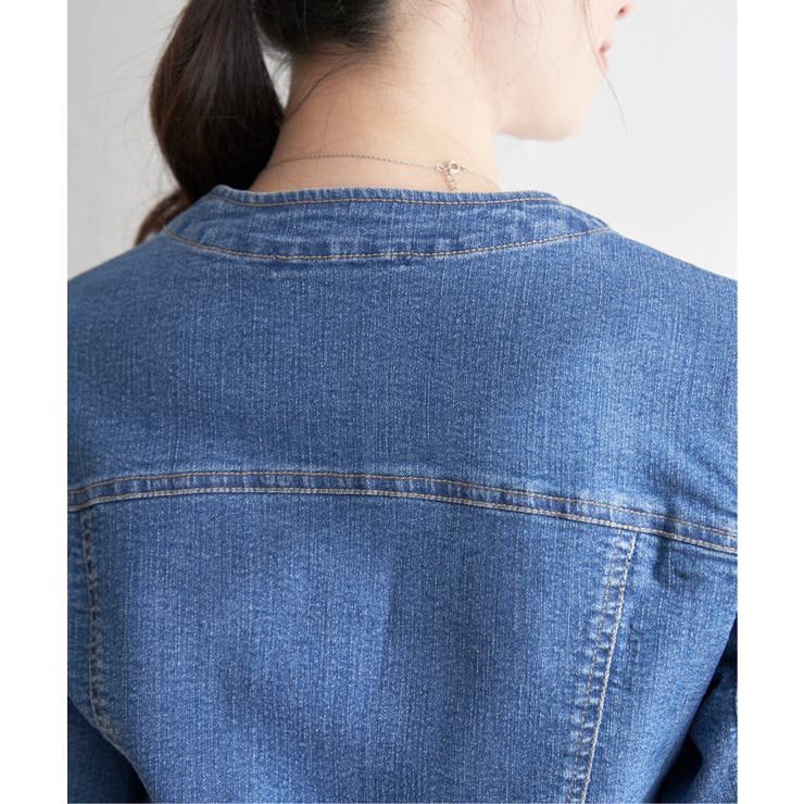 ストレッチノーカラーデニムGジャン | ikka  | 詳細画像21 