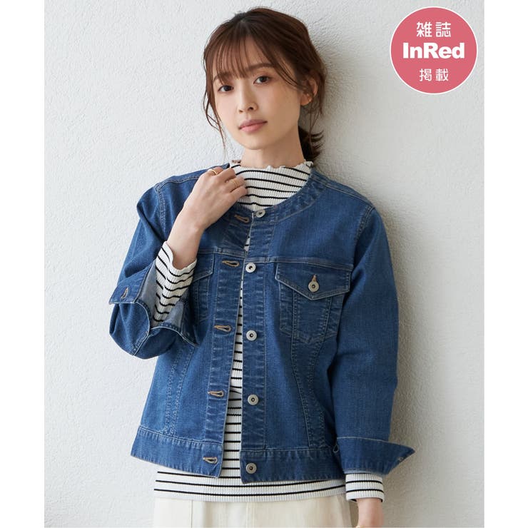 ストレッチノーカラーデニムGジャン | ikka  | 詳細画像1 