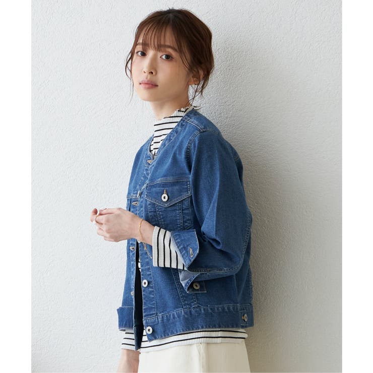 ストレッチノーカラーデニムGジャン[品番：IKAW0019938]｜ikka