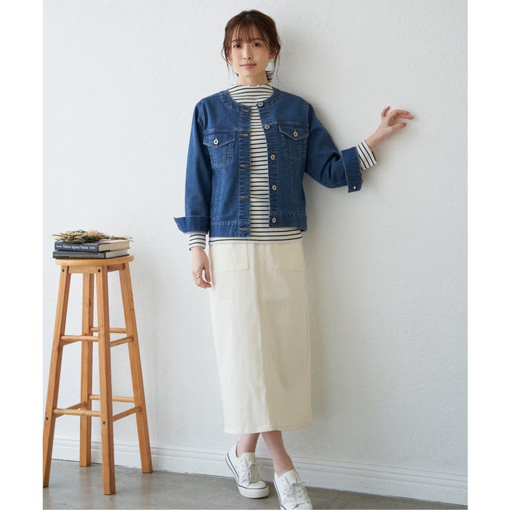 ストレッチノーカラーデニムGジャン | ikka  | 詳細画像4 