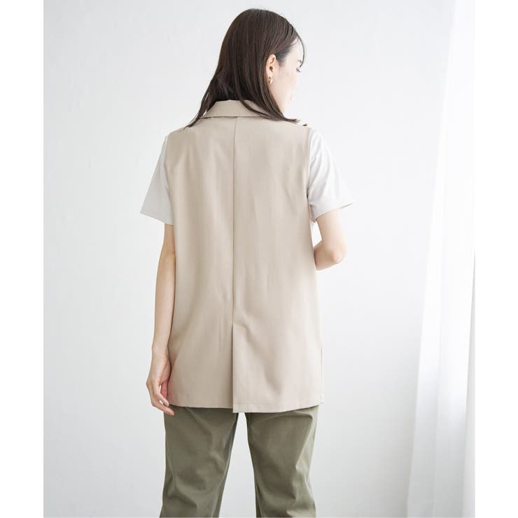 STRATA リネンライクペプラムトップス　 リネンライクテーラードタックジレ URBAN RESEARCH ROSSO｜F by ROSSO リネンライクペプラムジレ+
