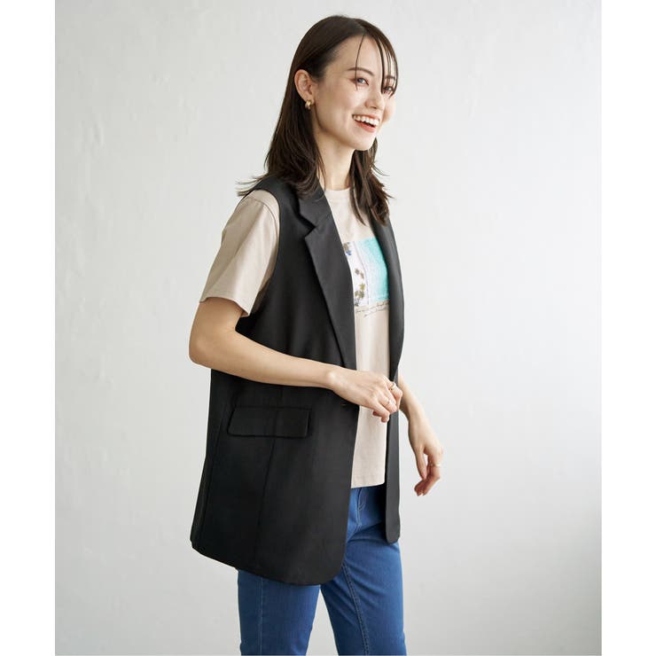 STRATA リネンライクペプラムトップス リネンライクテーラードタック