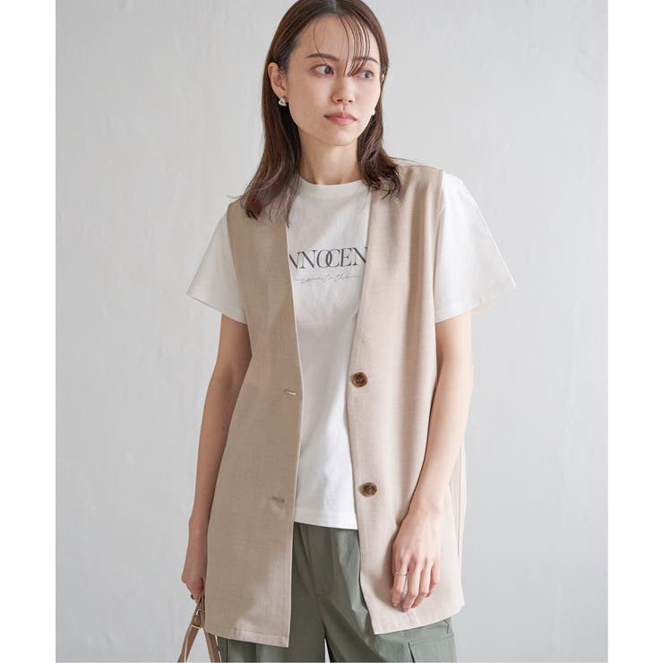 ノーカラーサイドスリットジレ | ikka  | 詳細画像8 