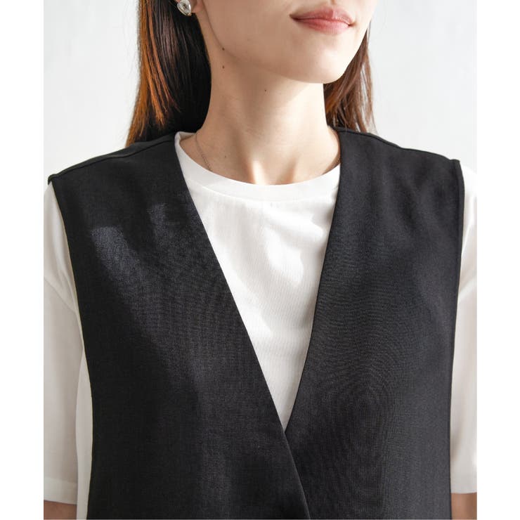 ノーカラーサイドスリットジレ | ikka  | 詳細画像19 