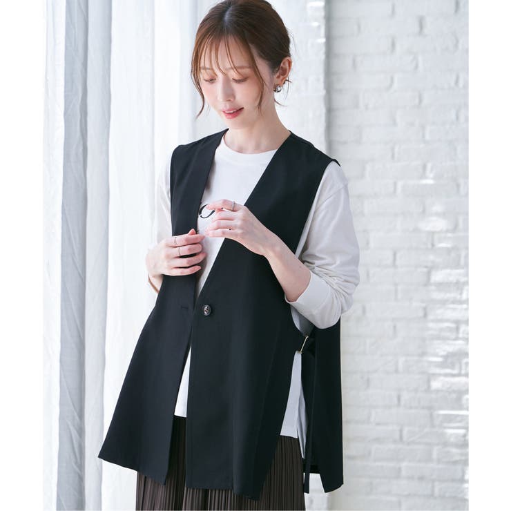美品　エイココンドウ　サイドデザインが美しい　2wayジレ　コート　羽織　タフタ 美品 エイココンドウ サイドデザインが美しい 2wayジレ コート