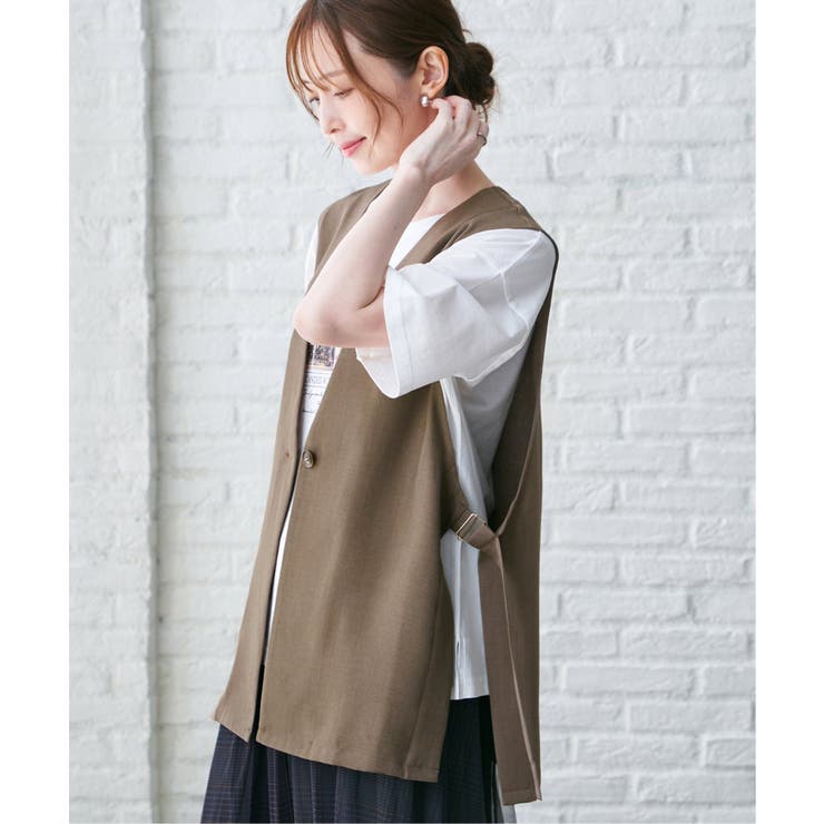 ドライタッチサイドスリットジレ | ikka  | 詳細画像1 