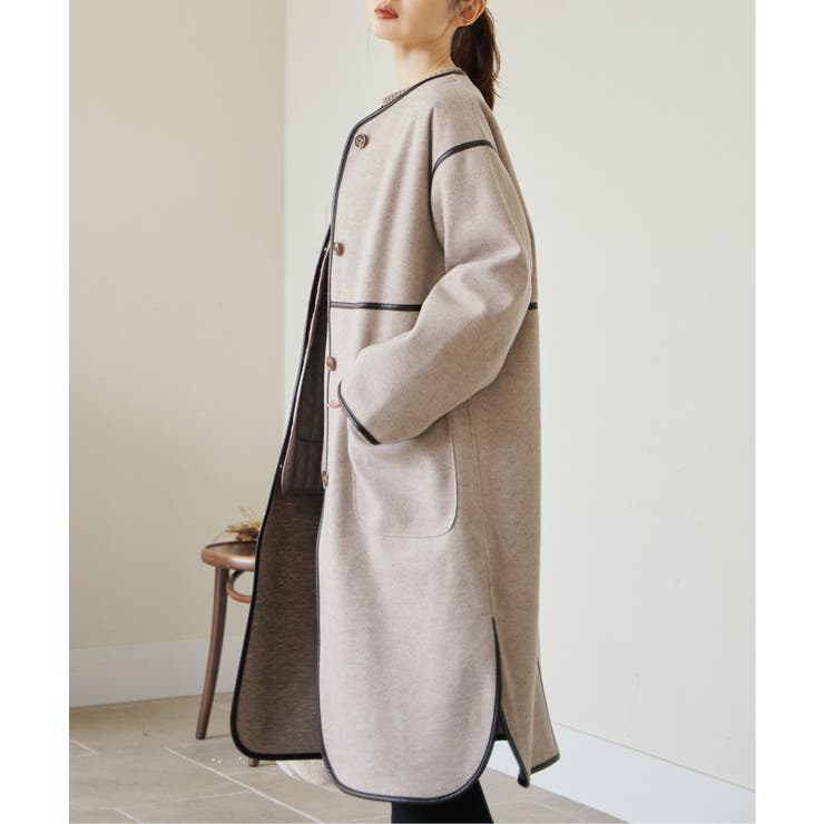 専用です　パイピングコート入り♫カジュアル系お洋服セット ベージュ キルトライナー付きパイピングコート | natural couture(ナチュラル