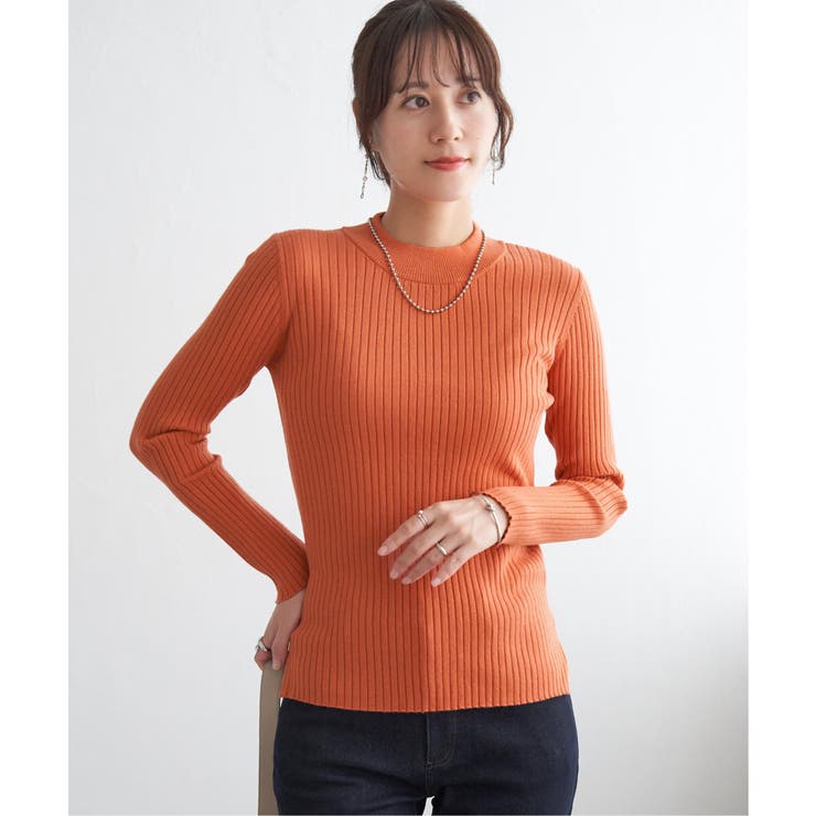 オレンジ | ミニハイネックリブニット | ikka 