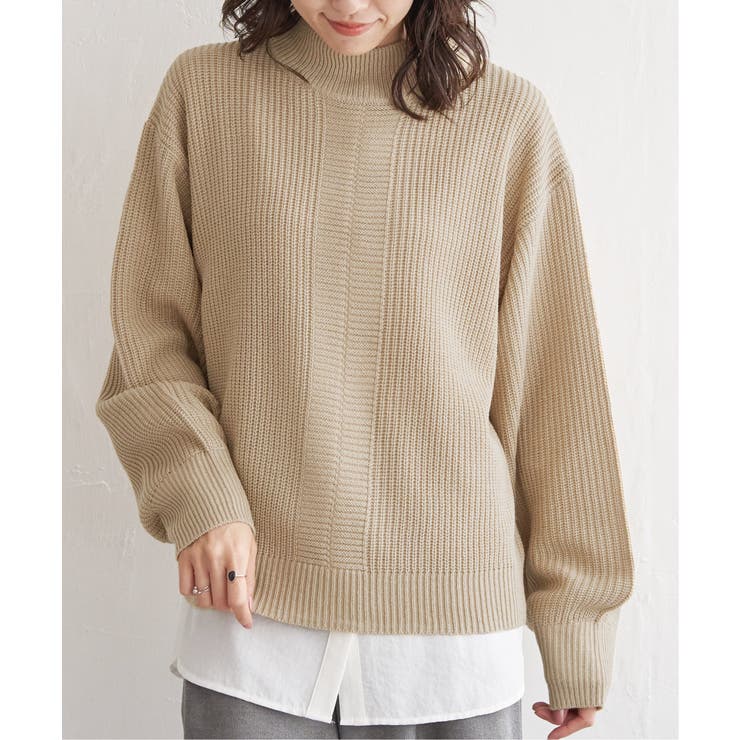 ラメ畦ハイネックニットプルオーバー[品番：IKAW0021575]｜ikka