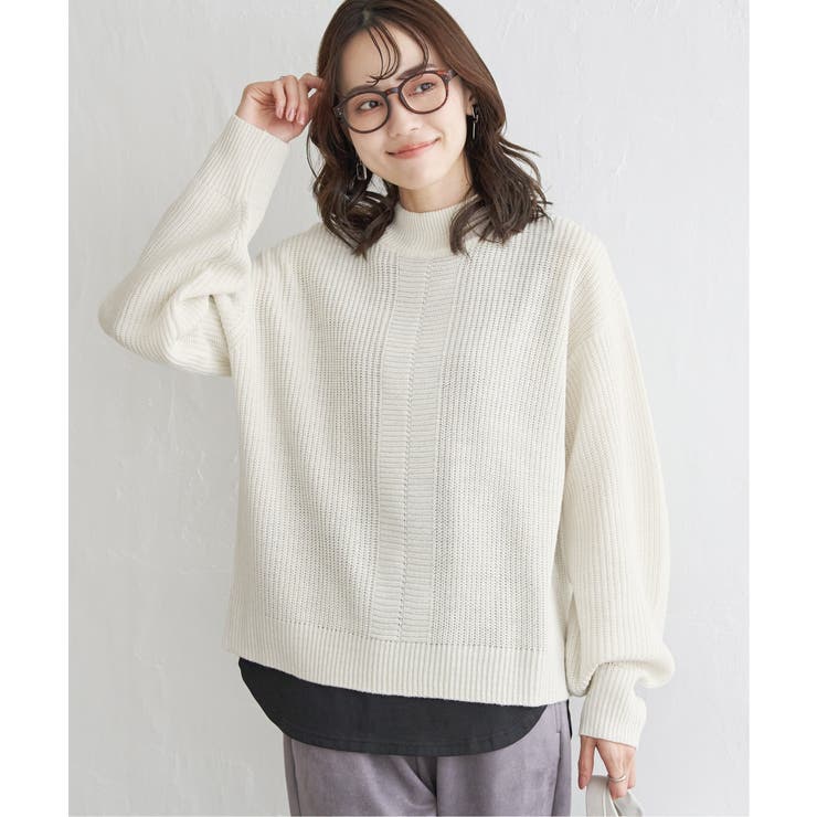 ラメ畦ハイネックニットプルオーバー[品番：IKAW0021575]｜ikka