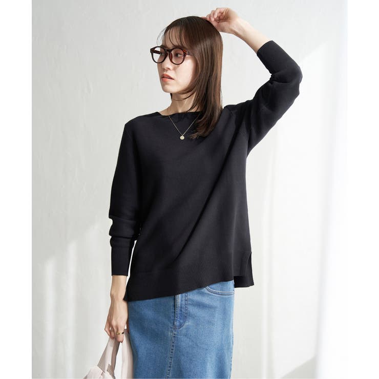 ブラック | 【洗濯機で洗える】GOKU楽ニットプルオーバー | ikka 