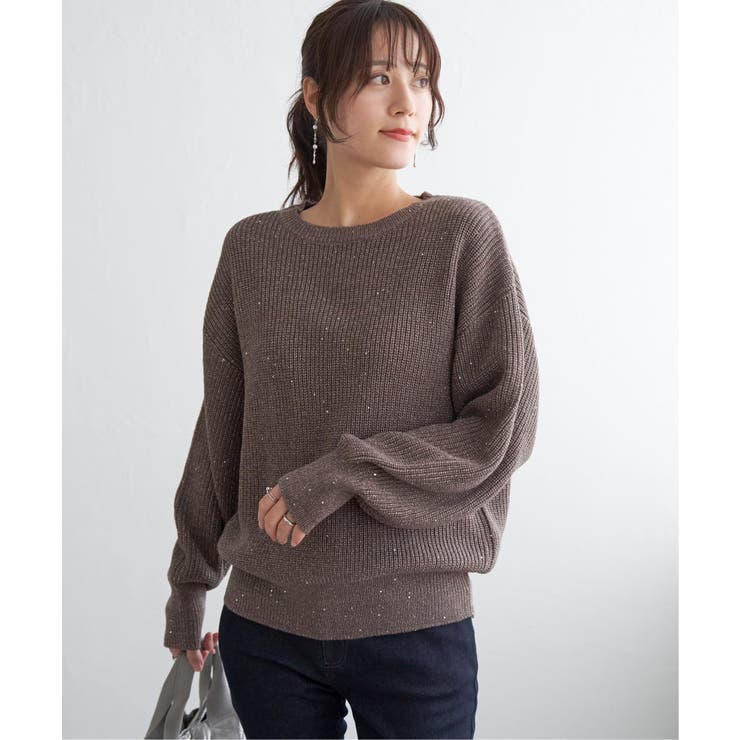 ラメスパンコールニットプルオーバー | ikka  | 詳細画像1 