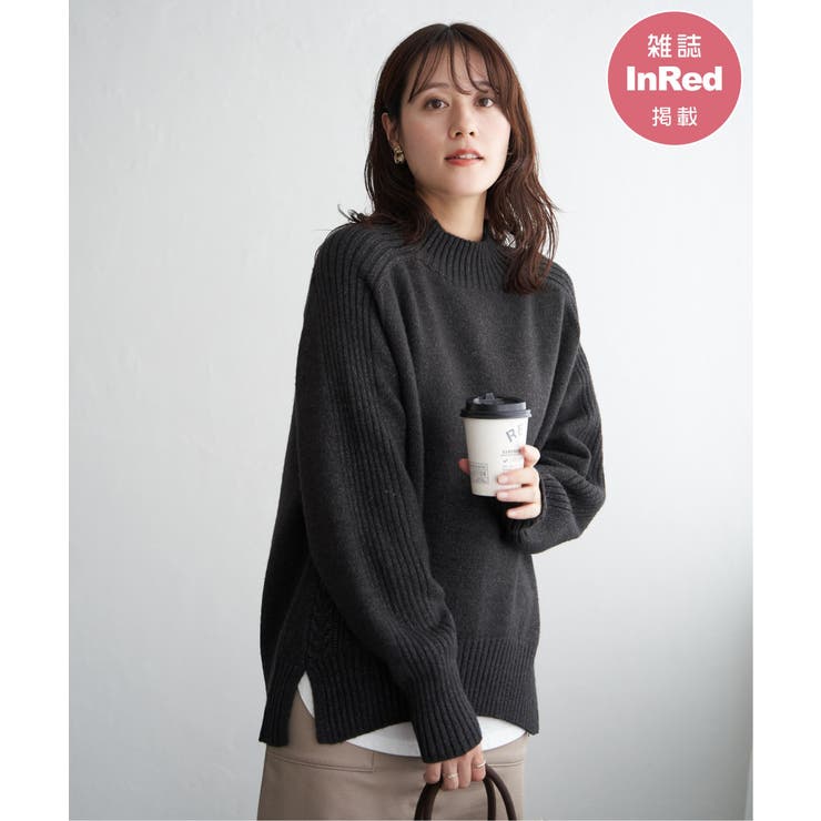 チャコール | 【雑誌InRed1月号掲載】サイドスリットニットプルオーバー【親子コーデ】 | ikka 