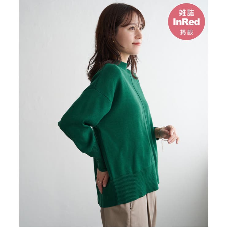 グリーン | 【雑誌InRed12月号掲載】コットンミックスバックスリットニット【親子コーデ】 | ikka 