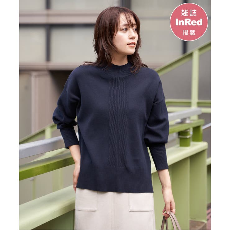 ネイビーブルー | 【雑誌InRed12月号掲載】コットンミックスバックスリットニット【親子コーデ】 | ikka 