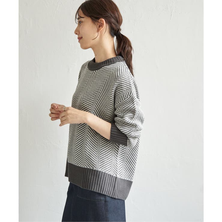 【お得だ値】ヘリンボン柄ニットプルオーバー | ikka  | 詳細画像6 