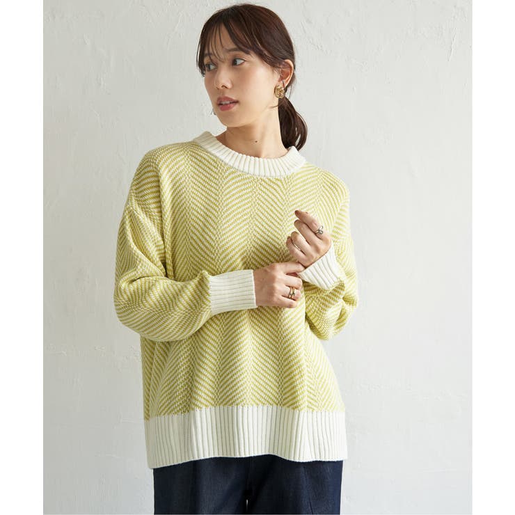 【お得だ値】ヘリンボン柄ニットプルオーバー | ikka  | 詳細画像9 