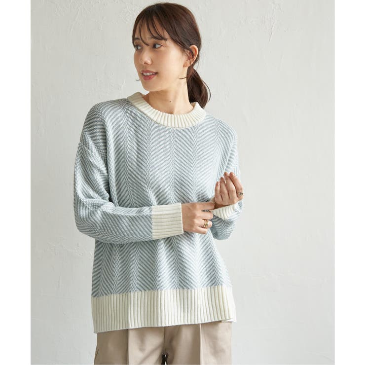 【お得だ値】ヘリンボン柄ニットプルオーバー | ikka  | 詳細画像14 