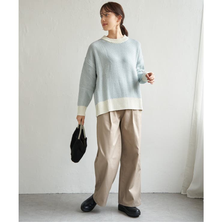 【お得だ値】ヘリンボン柄ニットプルオーバー | ikka  | 詳細画像15 