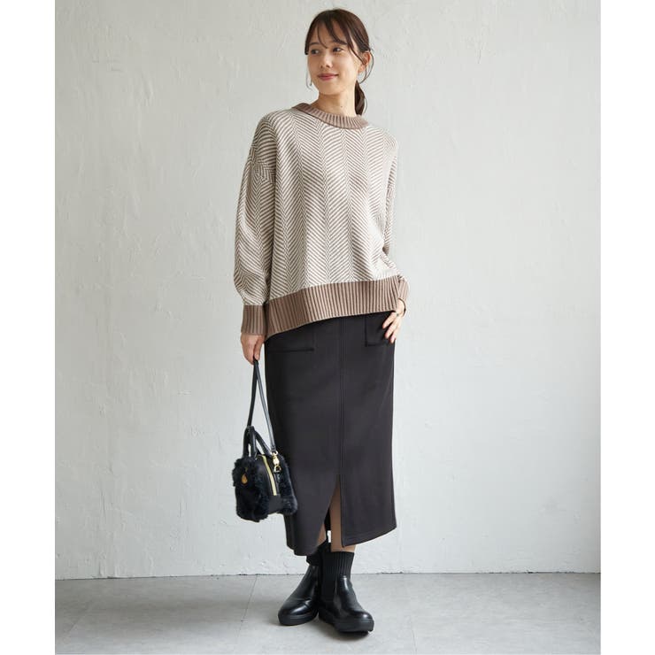 【お得だ値】ヘリンボン柄ニットプルオーバー | ikka  | 詳細画像18 