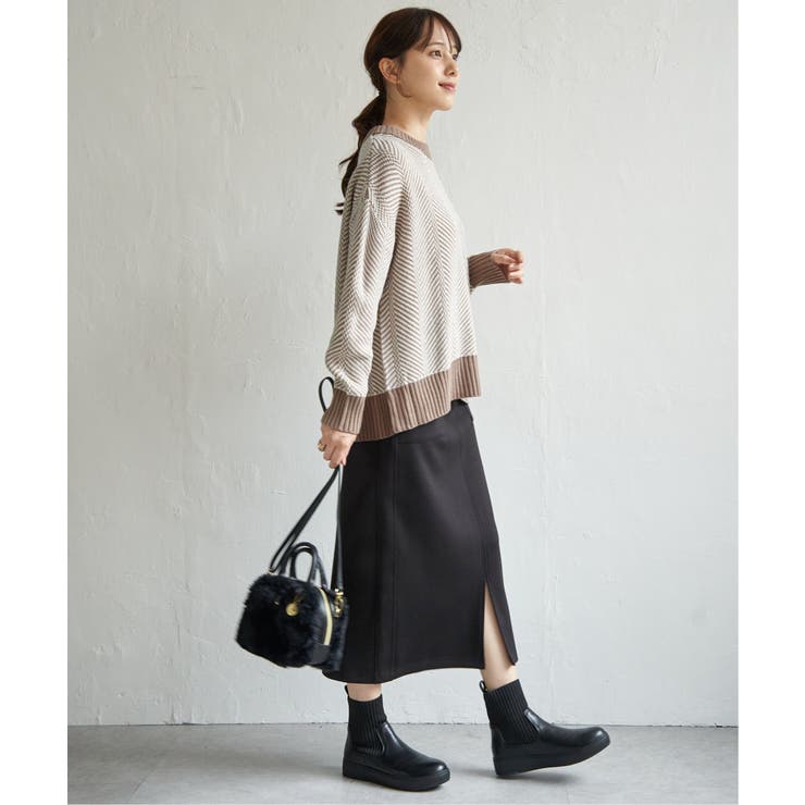 【お得だ値】ヘリンボン柄ニットプルオーバー | ikka  | 詳細画像19 