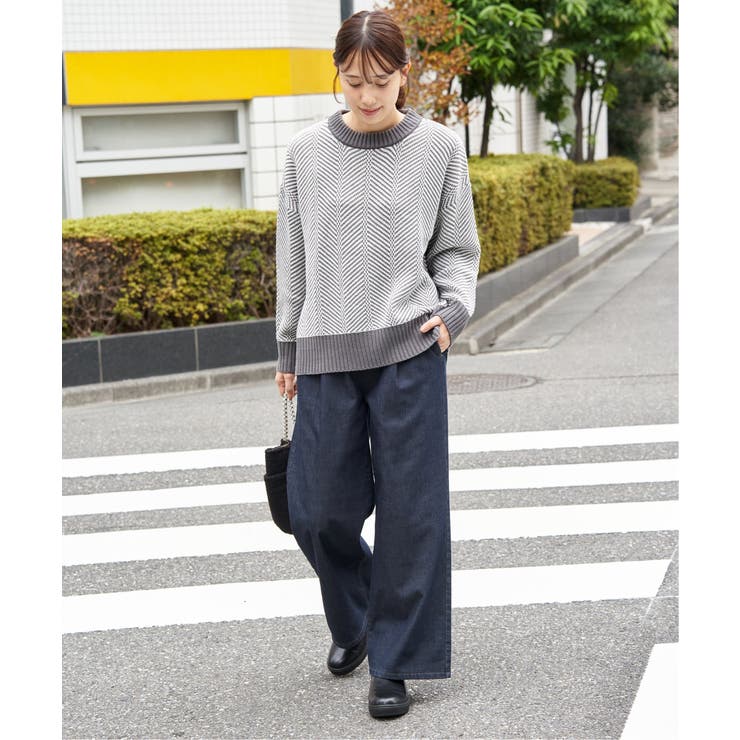 【お得だ値】ヘリンボン柄ニットプルオーバー | ikka  | 詳細画像3 