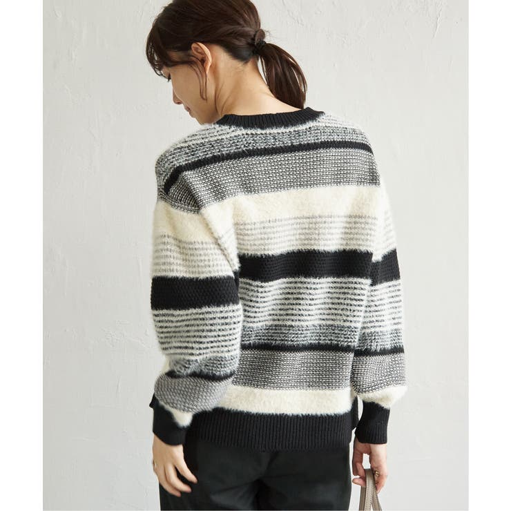 フェザー切り替えボーダーニットプルオーバー | ikka  | 詳細画像12 