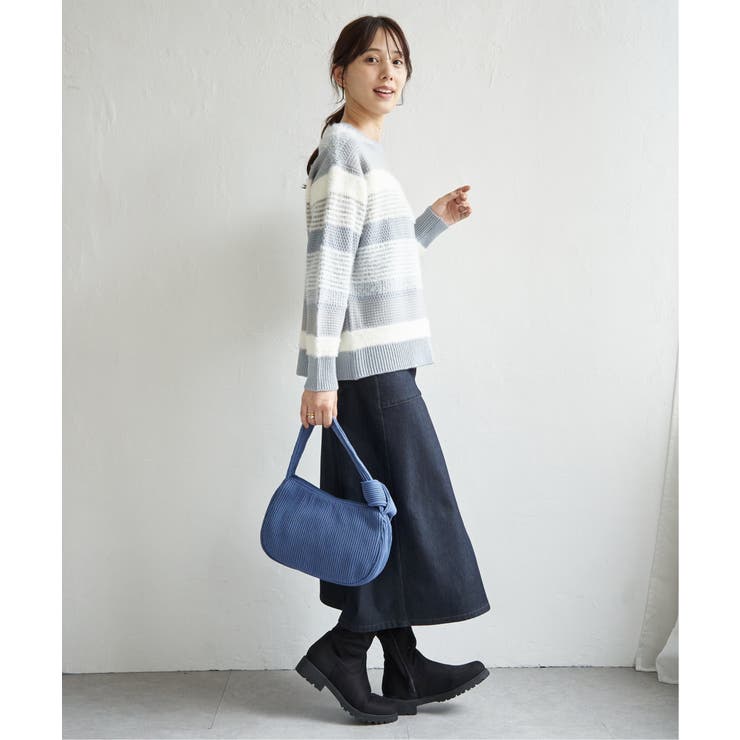 フェザー切り替えボーダーニットプルオーバー | ikka  | 詳細画像19 