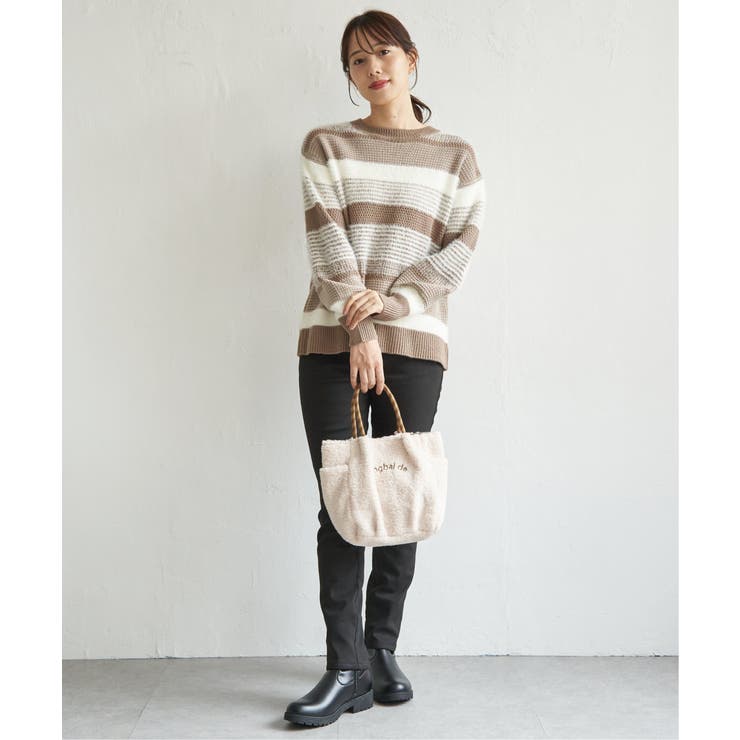 フェザー切り替えボーダーニットプルオーバー | ikka  | 詳細画像22 