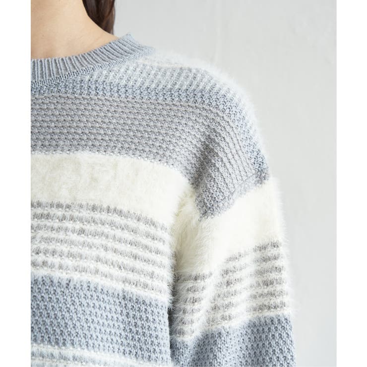 フェザー切り替えボーダーニットプルオーバー | ikka  | 詳細画像28 