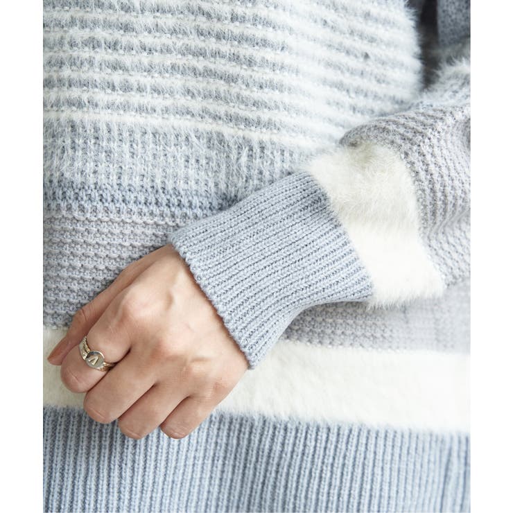 フェザー切り替えボーダーニットプルオーバー | ikka  | 詳細画像29 