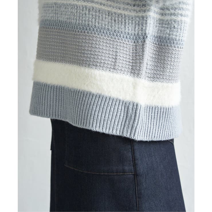 フェザー切り替えボーダーニットプルオーバー | ikka  | 詳細画像30 