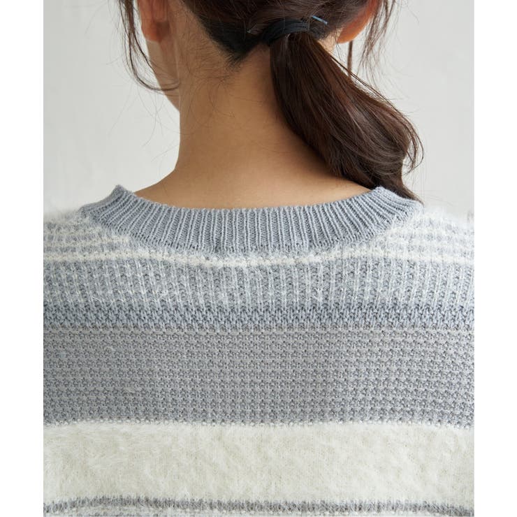 フェザー切り替えボーダーニットプルオーバー | ikka  | 詳細画像31 