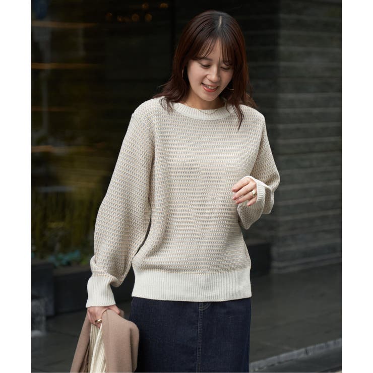 オフホワイト | 幾何ジャガードニットプルオーバー | ikka 