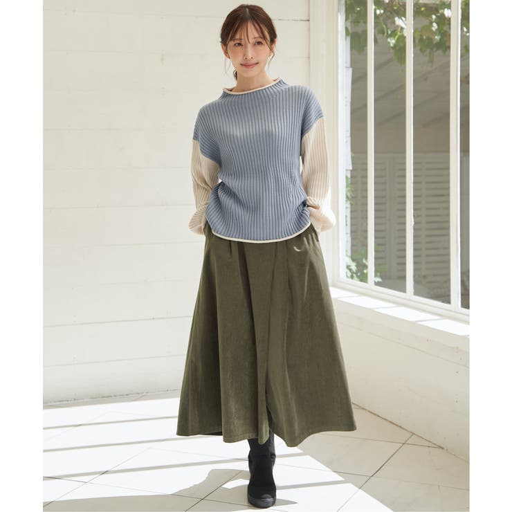 袖配色ワイドリブニットプルオーバー | ikka  | 詳細画像7 