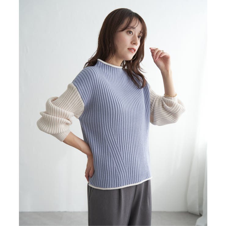 袖配色ワイドリブニットプルオーバー | ikka  | 詳細画像12 