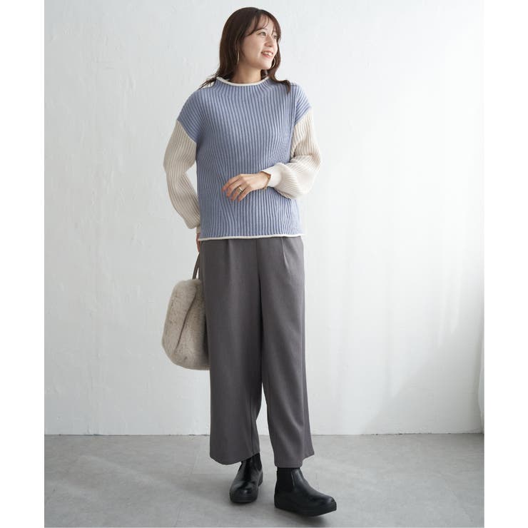 袖配色ワイドリブニットプルオーバー | ikka  | 詳細画像13 