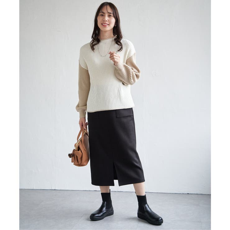 袖配色ワイドリブニットプルオーバー | ikka  | 詳細画像15 