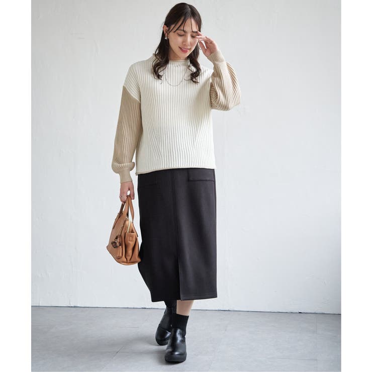 袖配色ワイドリブニットプルオーバー | ikka  | 詳細画像16 