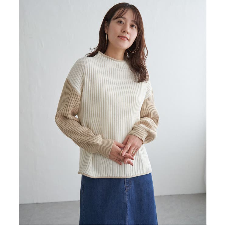 袖配色ワイドリブニットプルオーバー | ikka  | 詳細画像17 