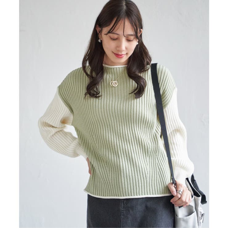 袖配色ワイドリブニットプルオーバー | ikka  | 詳細画像19 