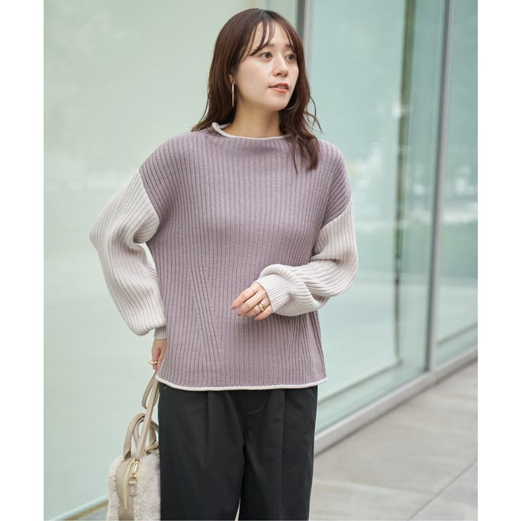 袖配色ワイドリブニットプルオーバー | ikka  | 詳細画像24 