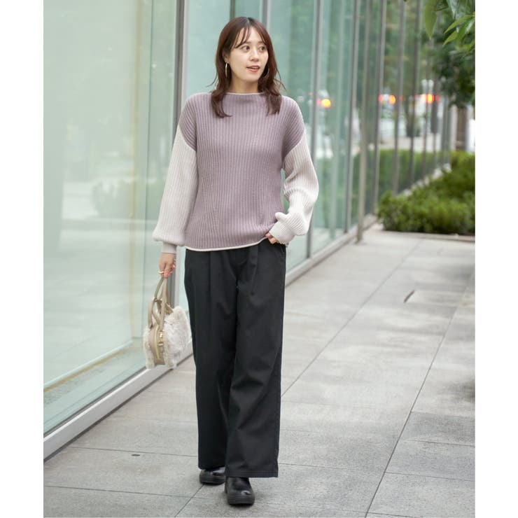 袖配色ワイドリブニットプルオーバー | ikka  | 詳細画像25 