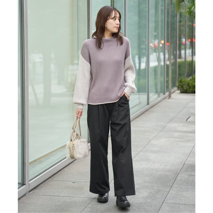 袖配色ワイドリブニットプルオーバー | ikka  | 詳細画像26 