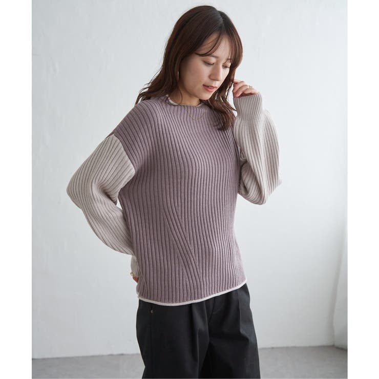 袖配色ワイドリブニットプルオーバー | ikka  | 詳細画像27 