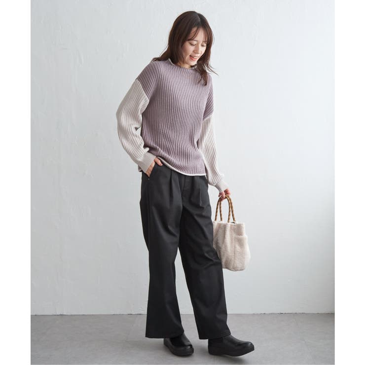 袖配色ワイドリブニットプルオーバー | ikka  | 詳細画像29 