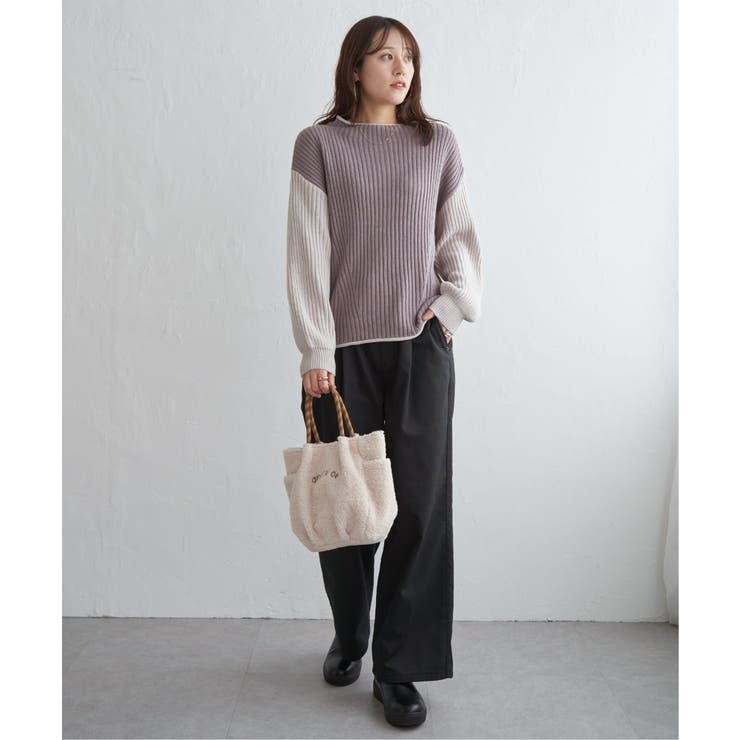 袖配色ワイドリブニットプルオーバー | ikka  | 詳細画像30 