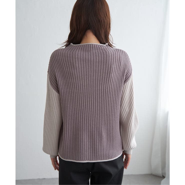 袖配色ワイドリブニットプルオーバー | ikka  | 詳細画像32 